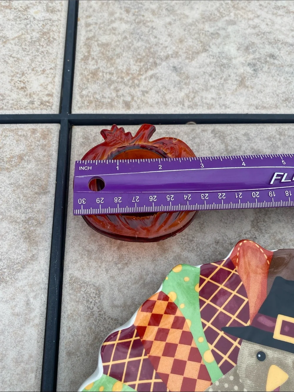 Thanksgiving Turkey Plate and Autumn Glass Tealight Holders